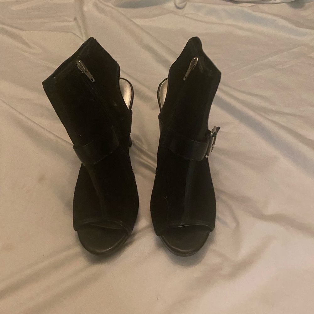 Black Women's Ankle Boots Ana Peep Toe Black Pump 7.5